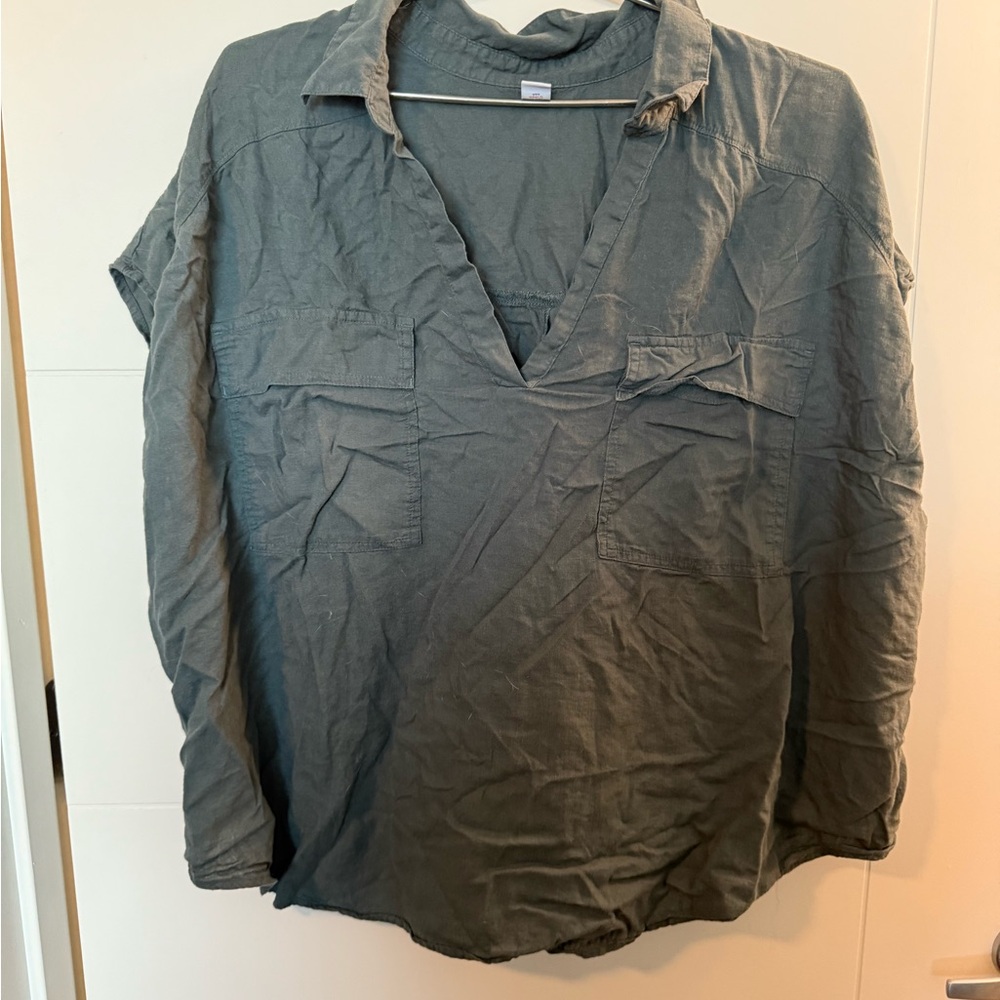 Old Navy Dark Green V-Neck Top